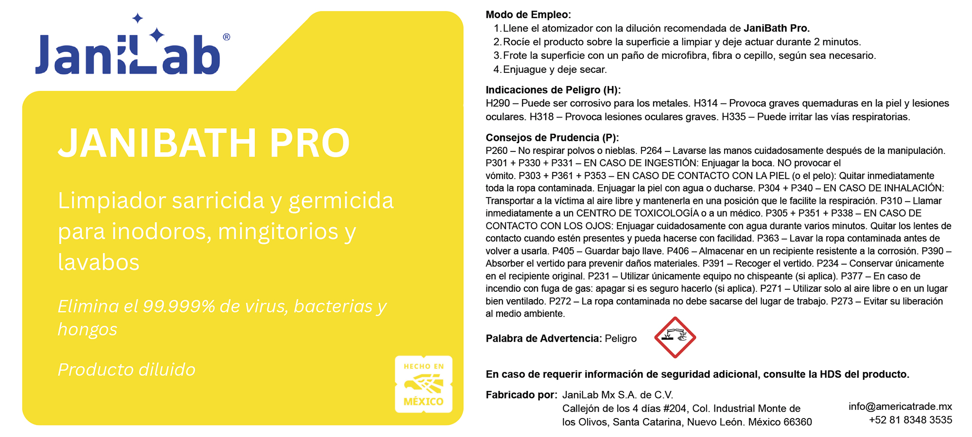 JANILAB® ETIQUETA ATOMIZADOR JANIBATH PRO JANILAB® ETIQUETA ATOMIZADOR JANIBATH PRO