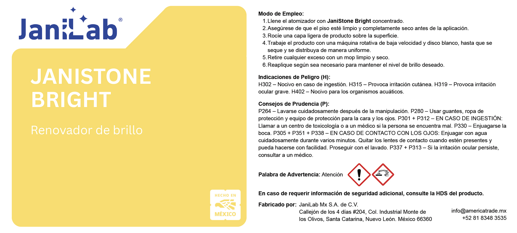 JANILAB® ETIQUETA ATOMIZADOR JANISTONE BRIGHT JANILAB® ETIQUETA ATOMIZADOR JANISTONE BRIGHT